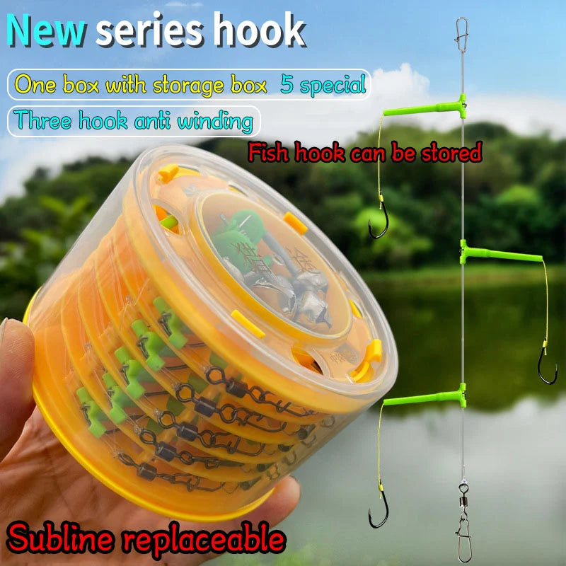 🐟2025 Cele mai noi cârlige de pescuit Tandem Anti-tangle cu organizator