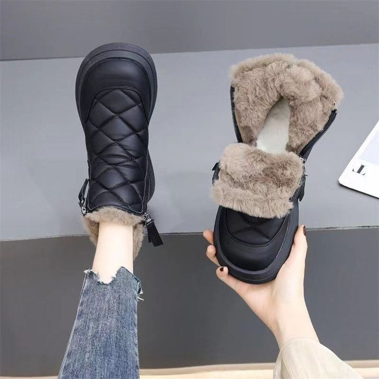 👢【35-41】Nový model na podzim a zimu, nepromokavé, protiskluzové, teplé a módní krátké kozačky s měkkou podrážkou 3851177