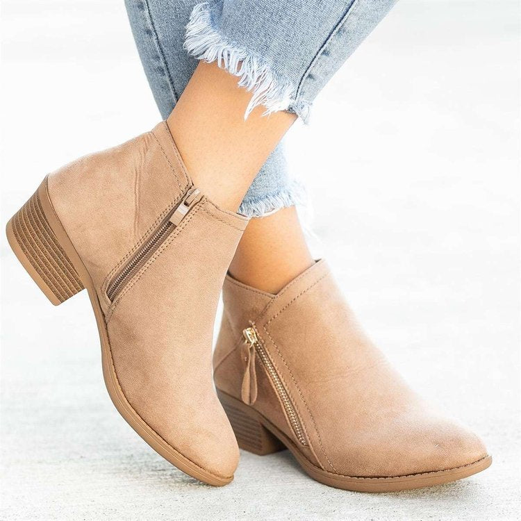 【🌟Nezbytné na podzim a zimu】👢💃 【35-43】Krátké silné semišové kozačky