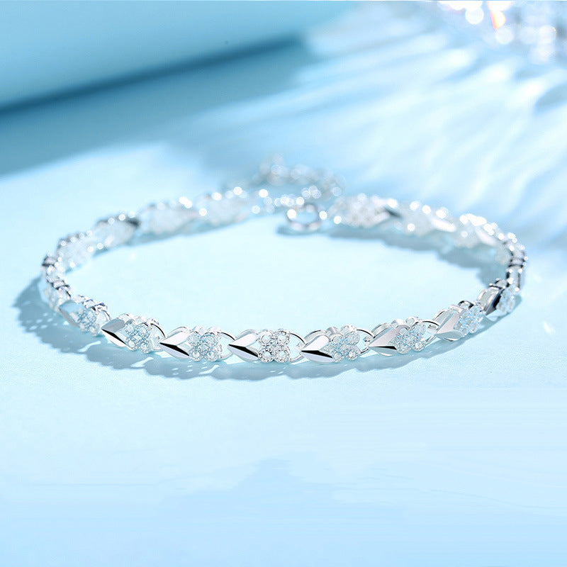 😀👉Brățară de mână pentru femei, din argint sterling 925, 💖🍀cu trifoi cu patru foi, Love New Fashion