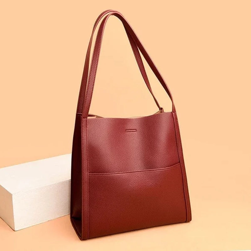 💼【SLEVA 30 %】Jednoduchá kabelka přes rameno, vyrobená z přírodní kůže, jednobarevná