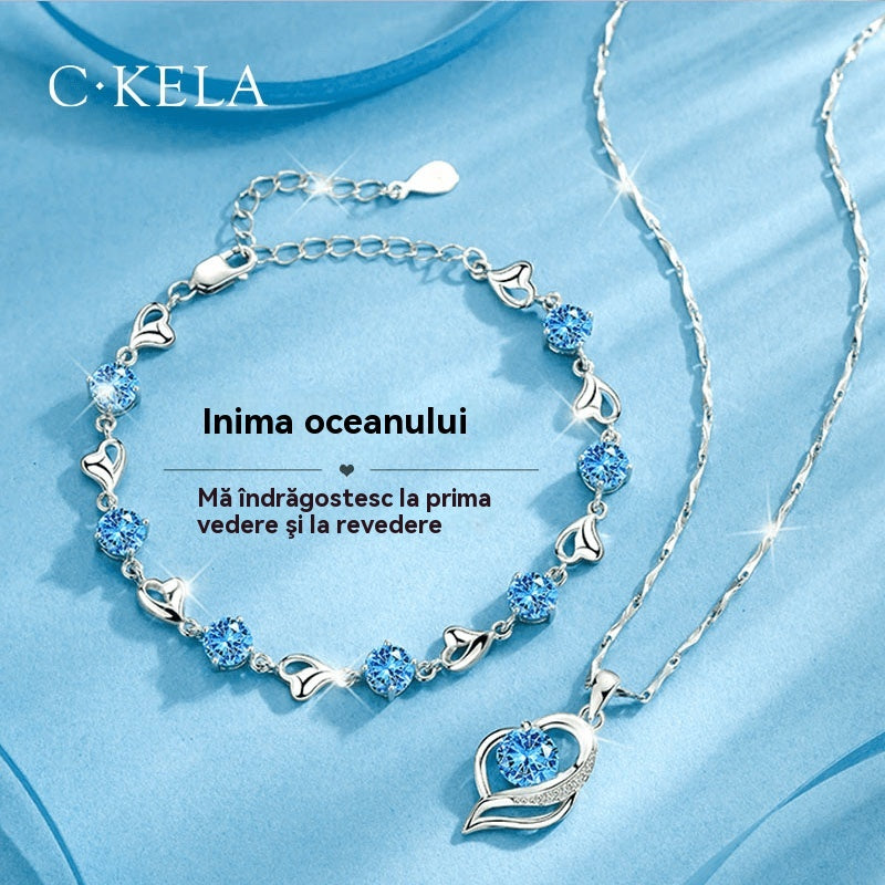 ✨✨Set bratara + colier din argint 925 Heart of the Ocean——3895288
