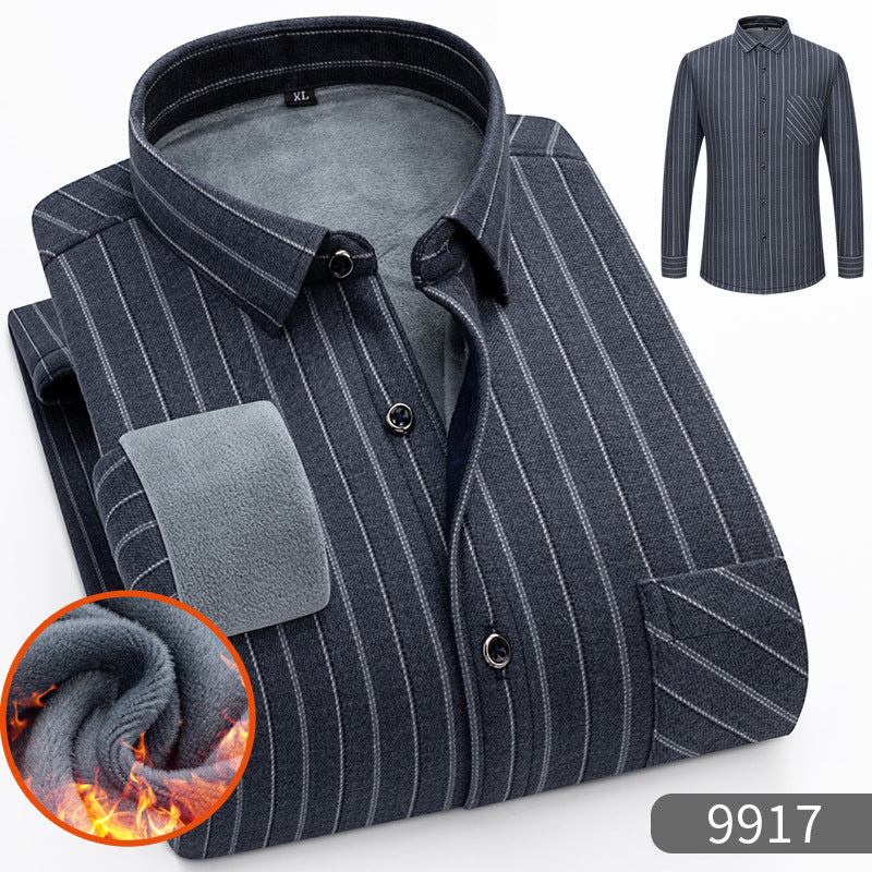 🔥【Reducere de 50% cu termen limitat】👔【L-5XL】Cămașă călduroasă de afaceri cu mânecă lungă toamna și iarna——3895420