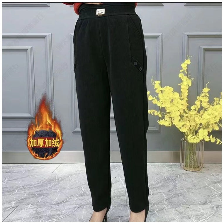 🔥🔥【2XL-5XL】Noua toamna si iarna ingrosata catifea pantaloni largi casual mari marime✅【55-92.5kg】——3895143