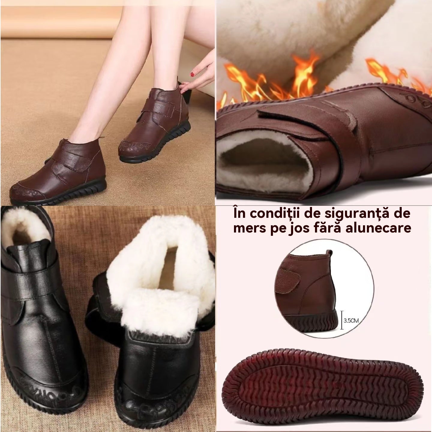 【🔥Oferta pe timp limitat】👞【35-41】Pantofi caldi de pluș, din piele cu talpă moale--3859779