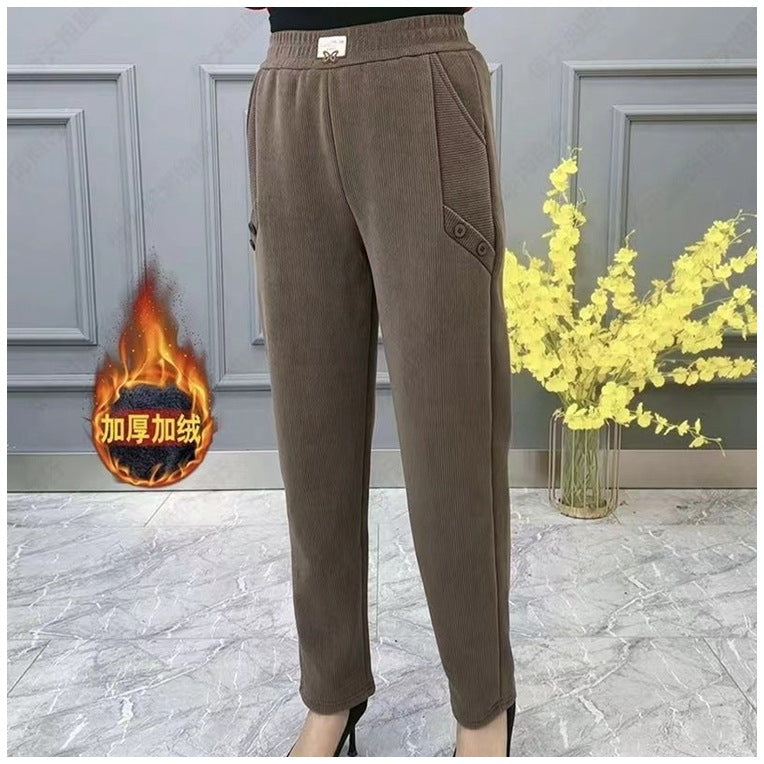 🔥🔥【2XL-5XL】Noua toamna si iarna ingrosata catifea pantaloni largi casual mari marime✅【55-92.5kg】——3895143