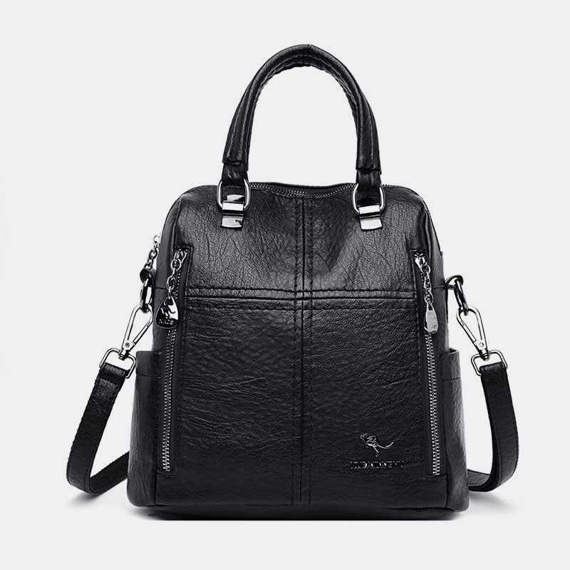 🎒🌟【Elegant și la modă】Rucsac/geantă messenger multifuncțională de mare capacitate din piele naturală🐾