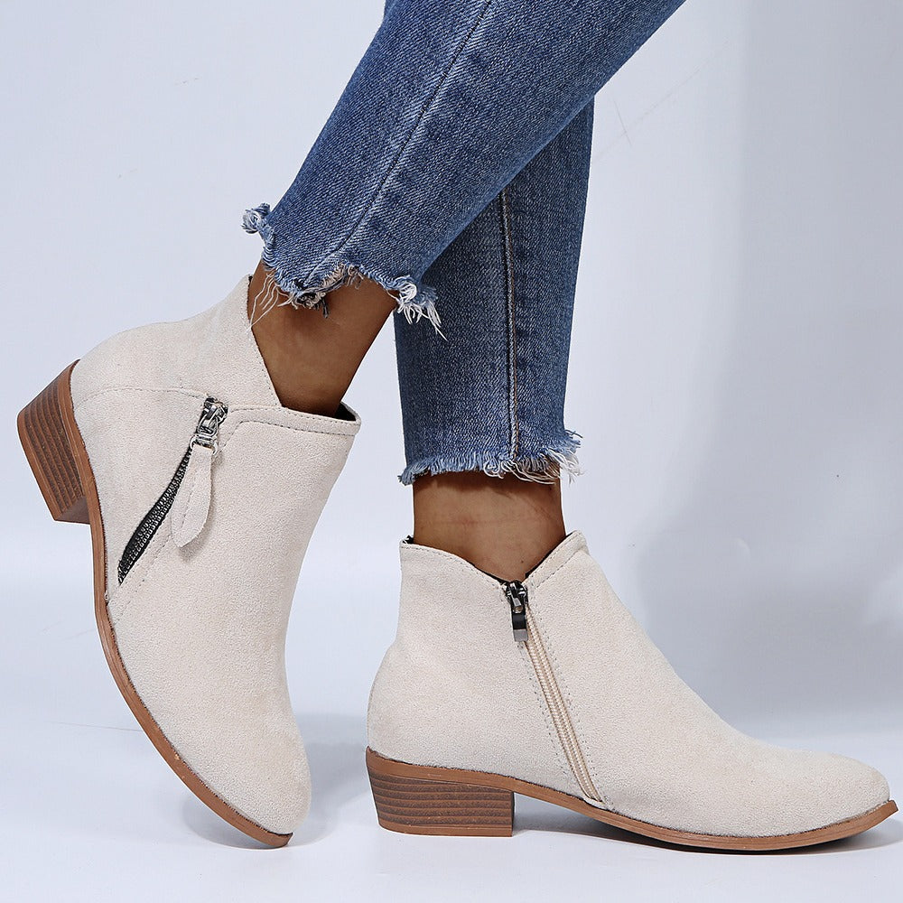 【🌟Nezbytné na podzim a zimu】👢💃 【35-43】Krátké silné semišové kozačky