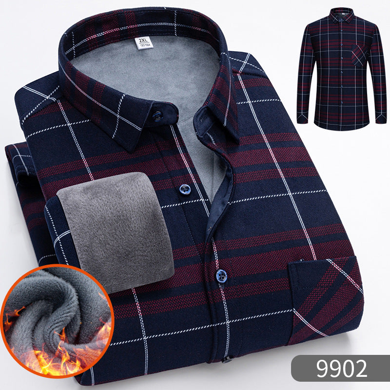 🔥【Reducere de 50% cu termen limitat】👔【L-5XL】Cămașă călduroasă de afaceri cu mânecă lungă toamna și iarna——3895420