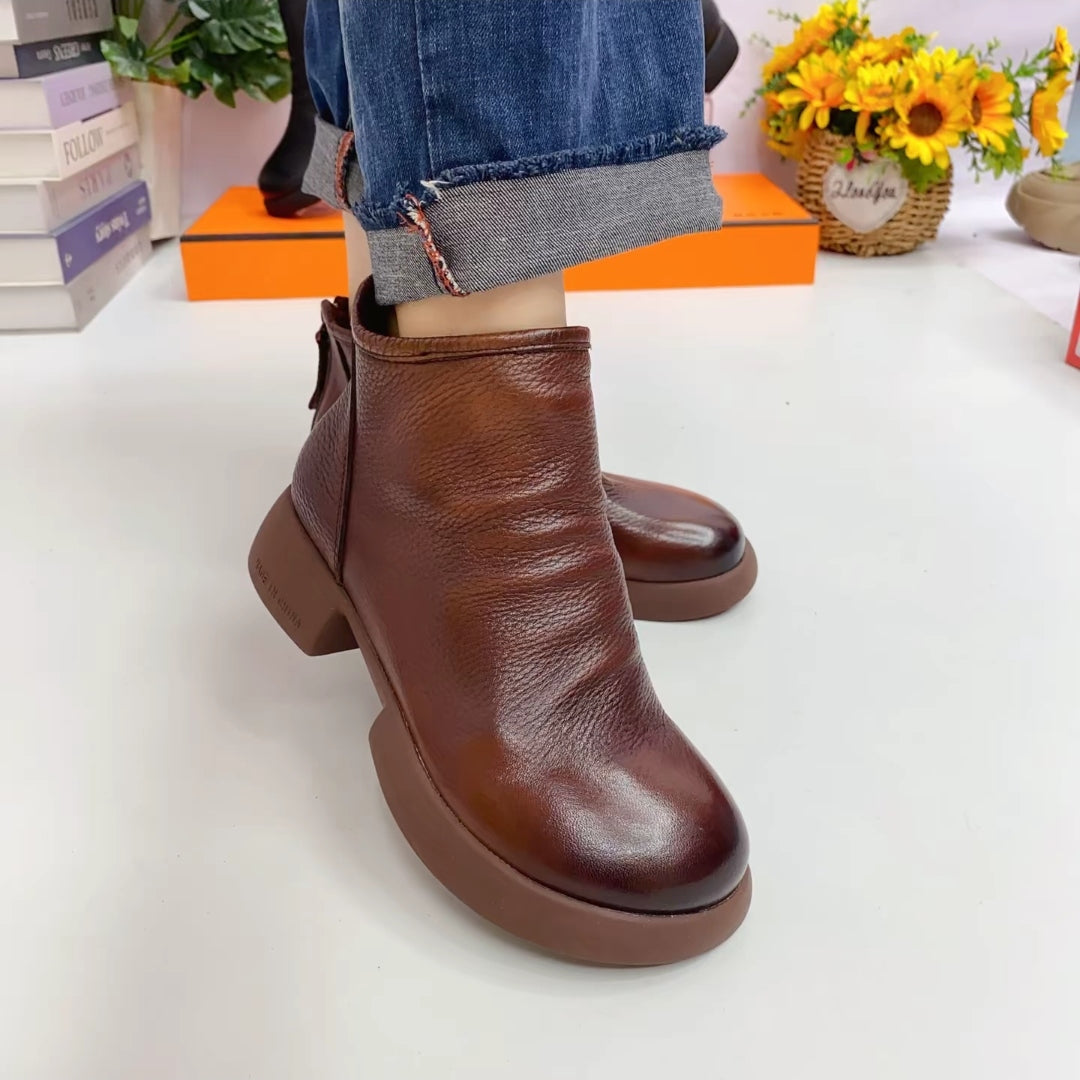 👢【35-40】Nové podzimní a zimní dámské boty z hovězí kůže s měkkou podrážkou, model 2024 – 3854050