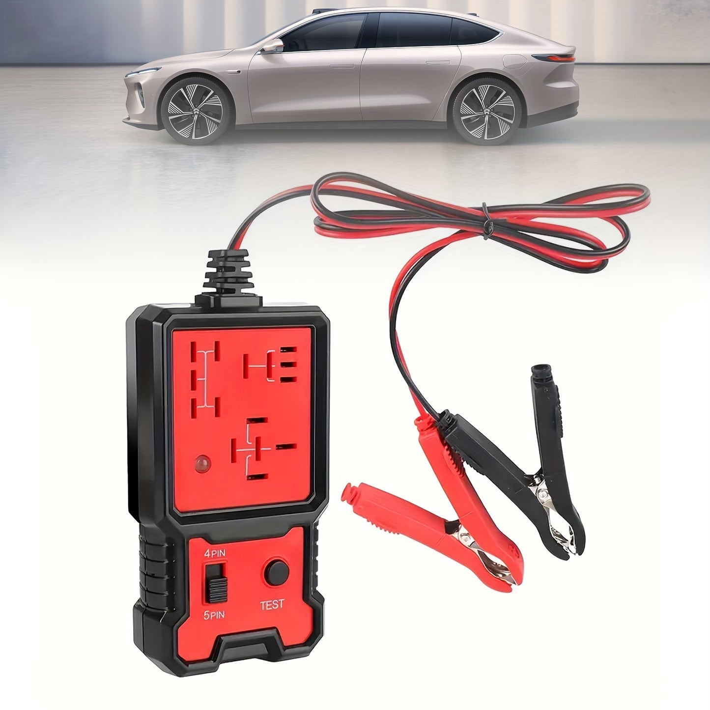 Tester autorelé pro 12V 4pinový a 5pinový konektor s bateriovými svorkami, detektor obvodů pro univerzální diagnostický nástroj pro opravy automobilů