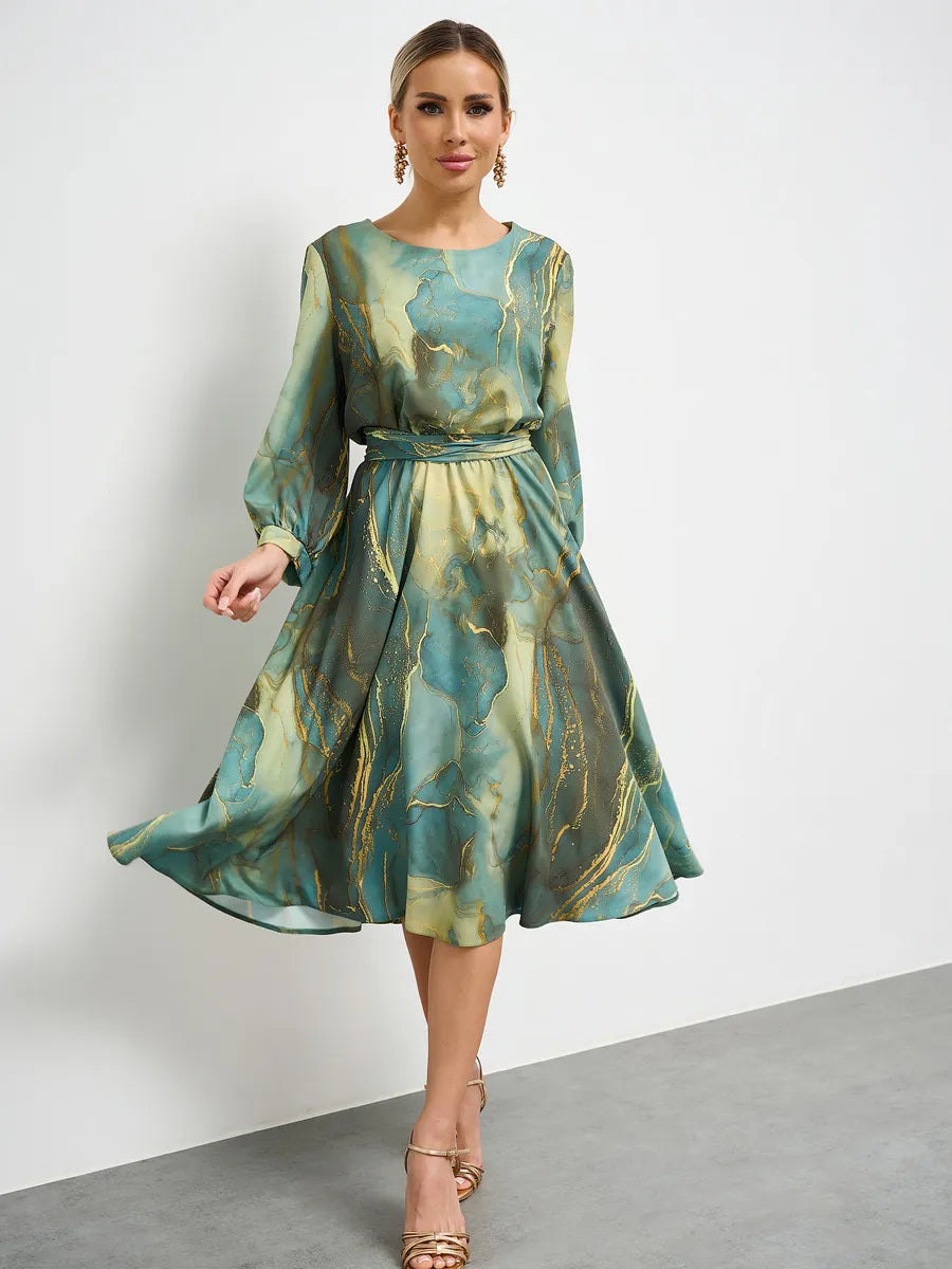 🌿👗【Zână de primăvară】 rochie verde elegantă cu mânecă lungă și fustă🌸💃