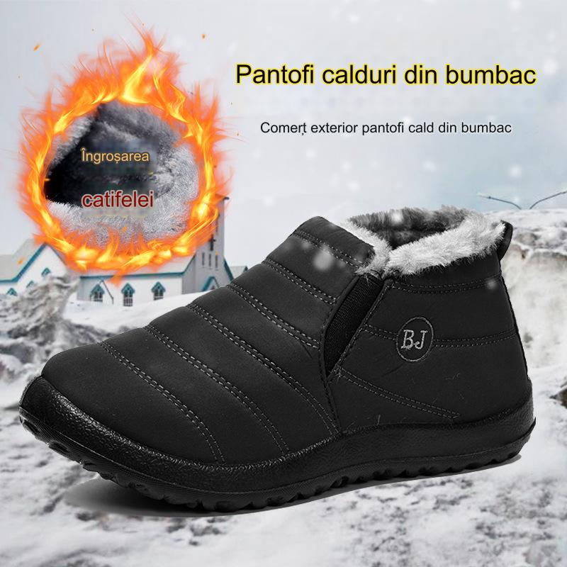 😀🎉🔥velvet și îngroșare🔥【36-43】 Pantofi de iarna din bumbac cald, impermeabil, din bumbac, acelasi stil pentru barbati si femei--3858991