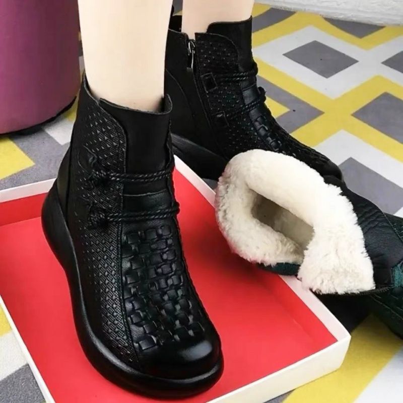 💥👢【35-40】2024 Cizme termice cu fermoar lateral din piele la modă de iarnă pentru femei✨️Impermeabil si anti-alunecare