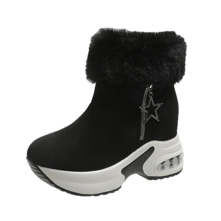 【35-43】 Cizme de zăpadă calde înălțate și catifelate💥 Înălțimea tocului: 3-5CM💥--3854775