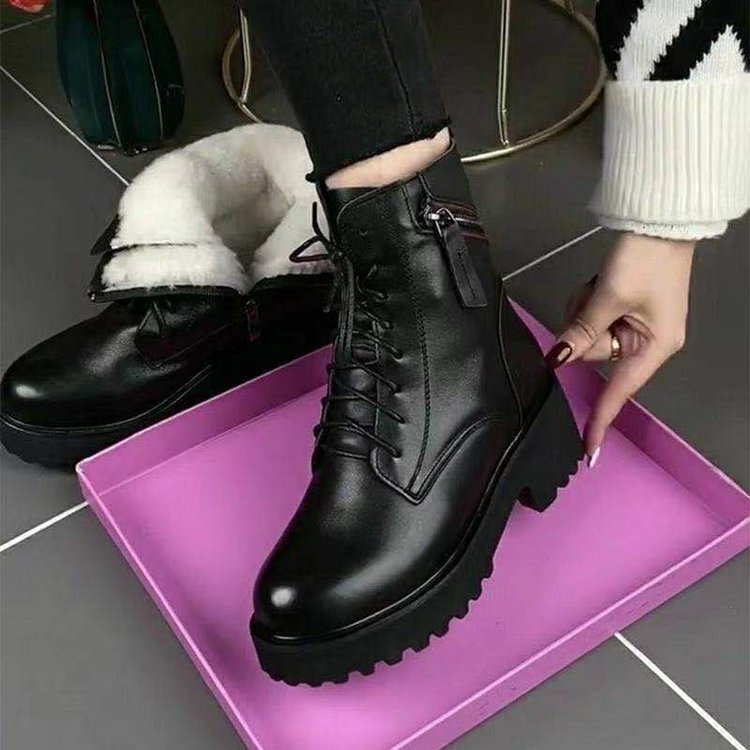【50%OFF】😍【35-40】 Cizme Martin din fleece calde și anti-alunecare, cu talpă groasă 3851003