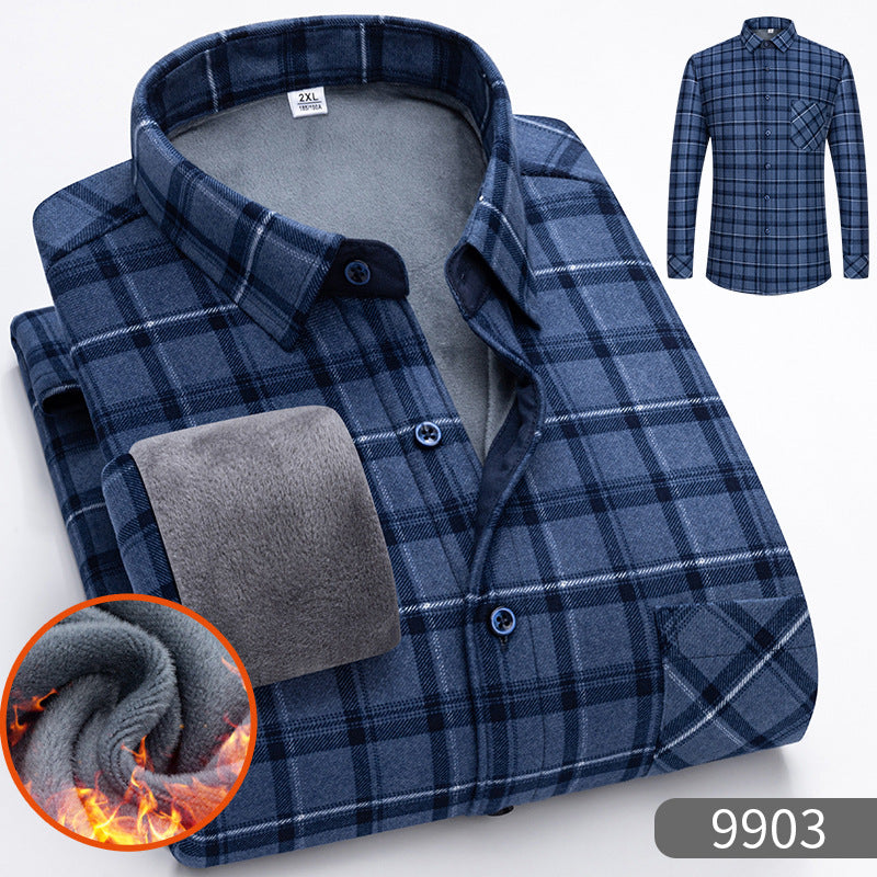 🔥【Reducere de 50% cu termen limitat】👔【L-5XL】Cămașă călduroasă de afaceri cu mânecă lungă toamna și iarna——3895420