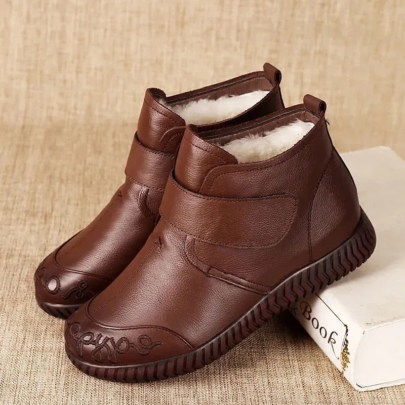 【🔥Oferta pe timp limitat】👞【35-41】Pantofi caldi de pluș, din piele cu talpă moale--3859779