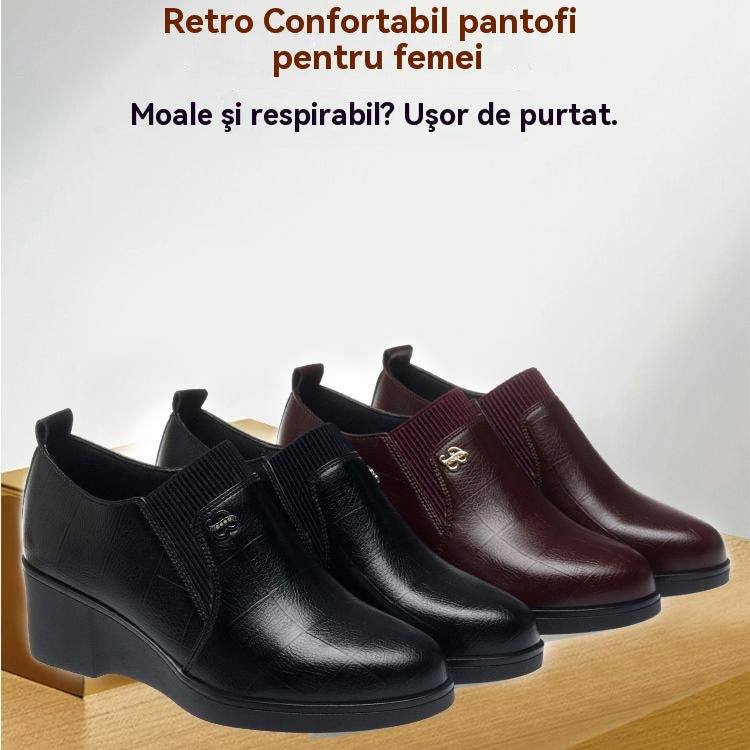 💕👠【35-41】2024 nowe skórzane buty na koturnie z miękkiej skóry i miękkiej podeszwy --3858829