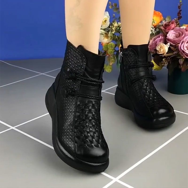 💥👢【35-40】2024 Cizme termice cu fermoar lateral din piele la modă de iarnă pentru femei✨️Impermeabil si anti-alunecare