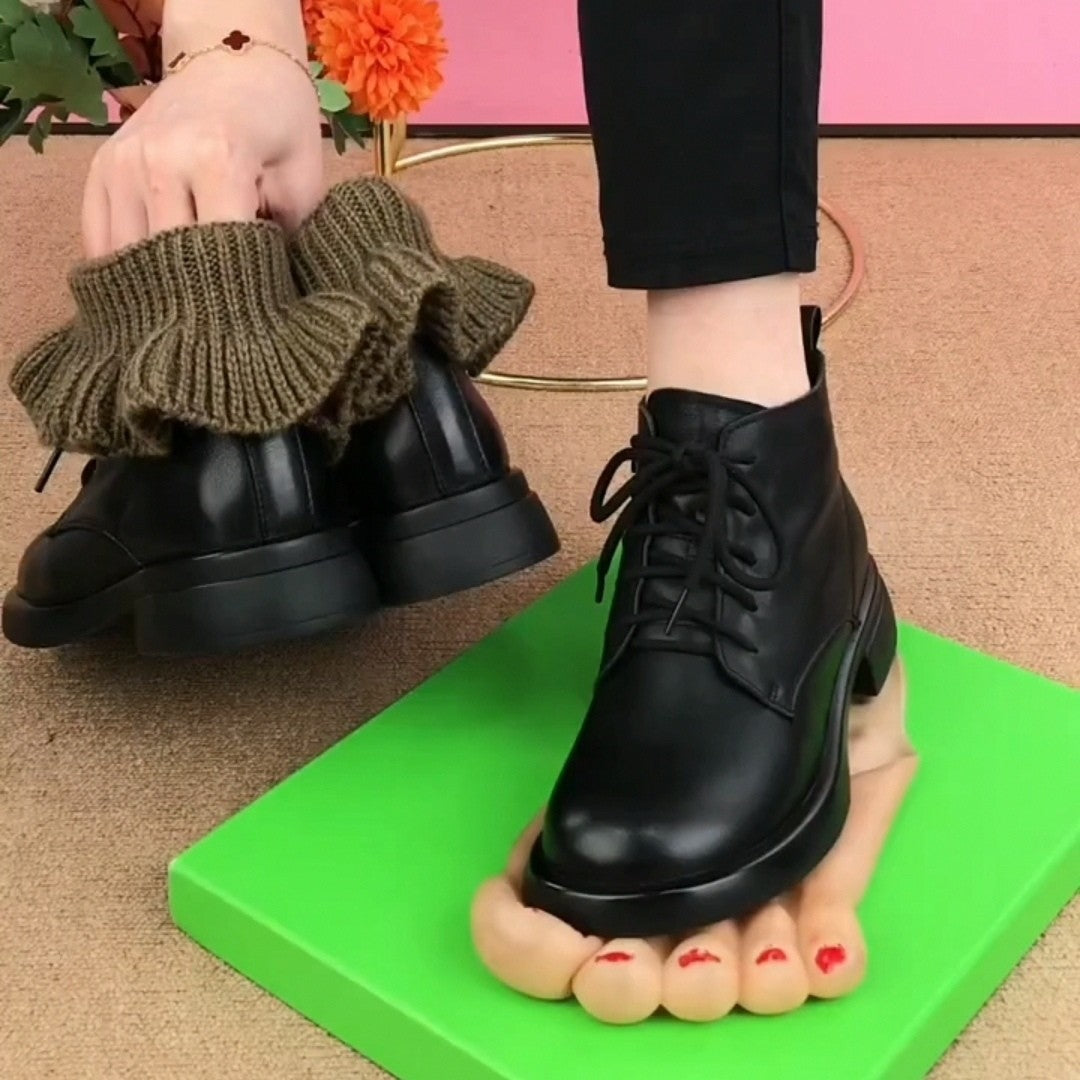 【💥50% OFF】👢【35-40】cizme martin de dama din piele naturala cu toc plat cu varf rotund