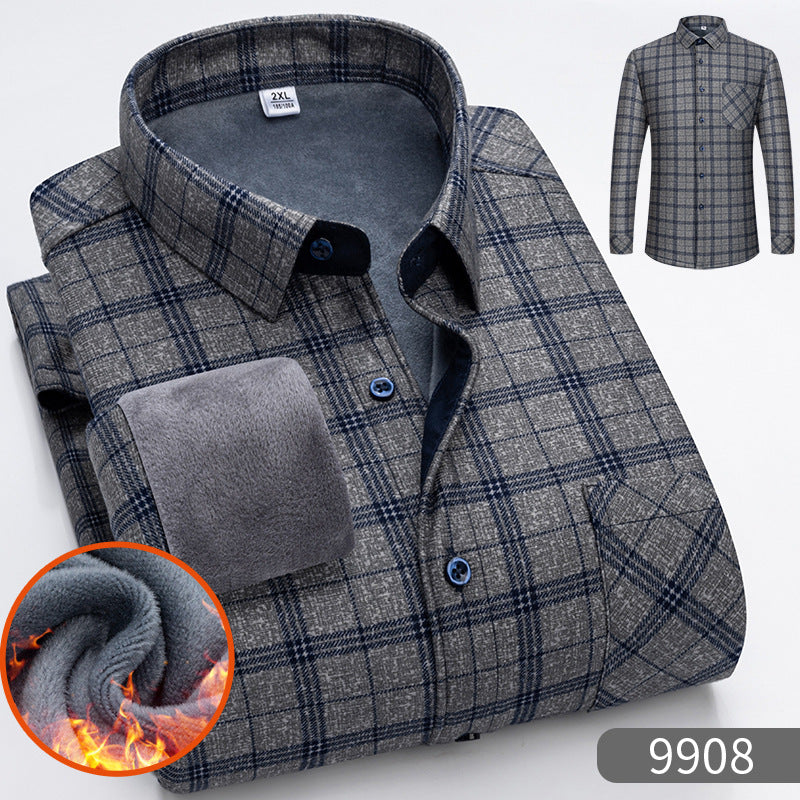 🔥【Reducere de 50% cu termen limitat】👔【L-5XL】Cămașă călduroasă de afaceri cu mânecă lungă toamna și iarna——3895420