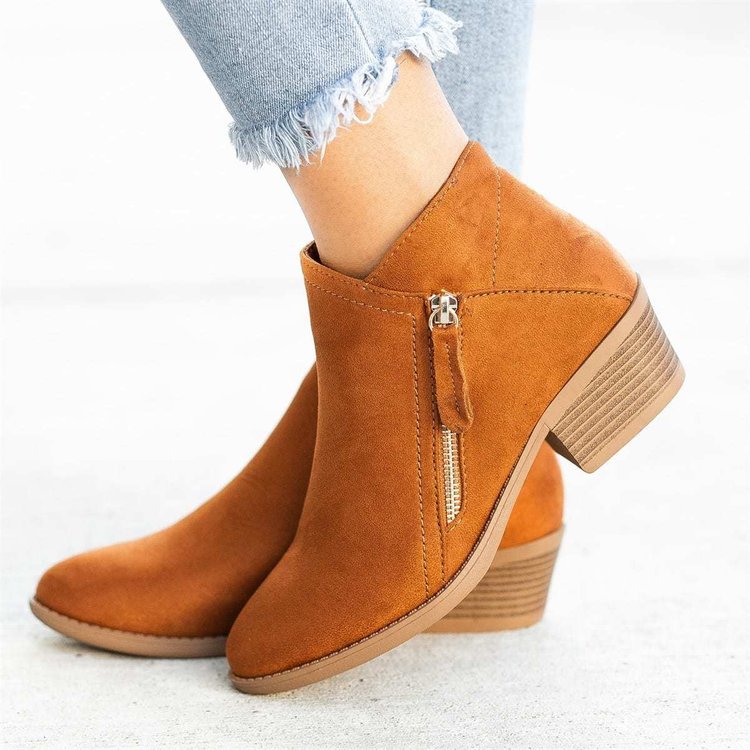 【🌟Nezbytné na podzim a zimu】👢💃 【35-43】Krátké silné semišové kozačky