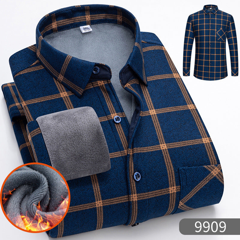 🔥【Reducere de 50% cu termen limitat】👔【L-5XL】Cămașă călduroasă de afaceri cu mânecă lungă toamna și iarna——3895420