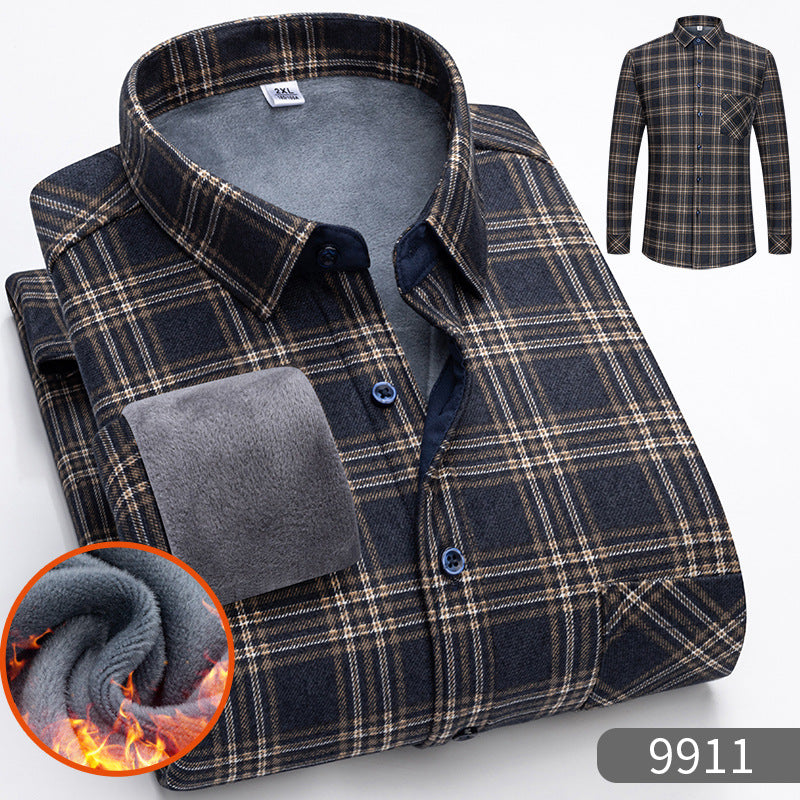 🔥【Reducere de 50% cu termen limitat】👔【L-5XL】Cămașă călduroasă de afaceri cu mânecă lungă toamna și iarna——3895420