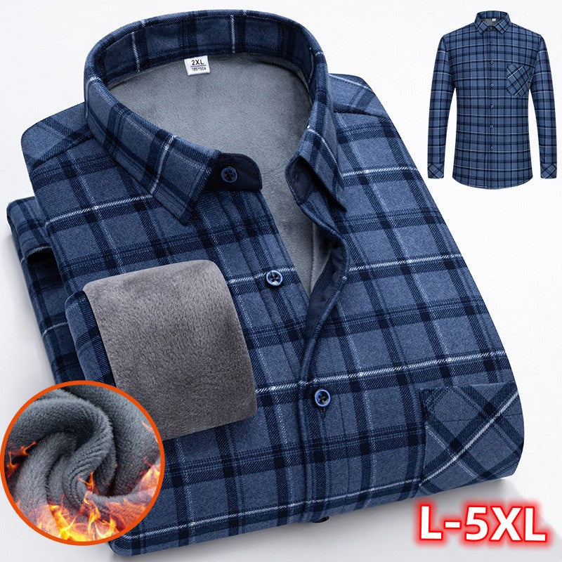 🔥【Reducere de 50% cu termen limitat】👔【L-5XL】Cămașă călduroasă de afaceri cu mânecă lungă toamna și iarna——3895420