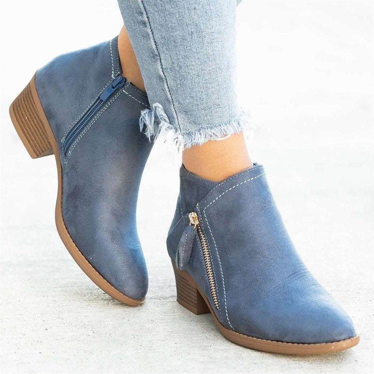 【🌟Nezbytné na podzim a zimu】👢💃 【35-43】Krátké silné semišové kozačky