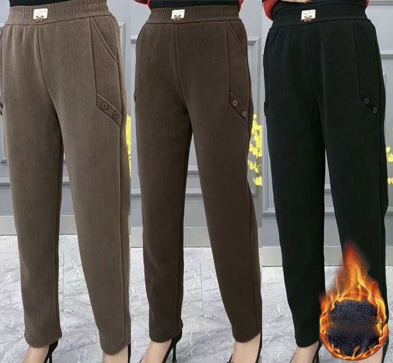 🔥🔥【2XL-5XL】Noua toamna si iarna ingrosata catifea pantaloni largi casual mari marime✅【55-92.5kg】——3895143