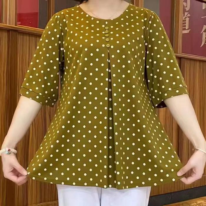 【L-5XL】Nové podzimní tričko s puntíkovaným potiskem 2025