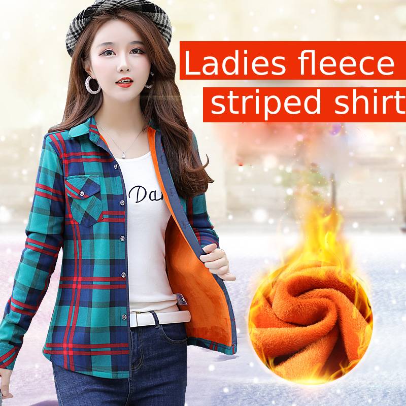 🔥✨【M-4XL】Cămașă de iarnă de damă polar și carouri groase, la modă și subțire cu elasticitate mare——3895151