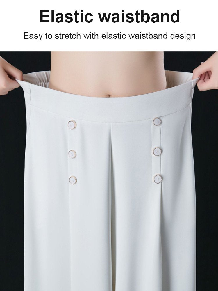 💖【M-5XL】 Fusta drapată de damă la modă, cu picioare largi și talie înaltă——3895202