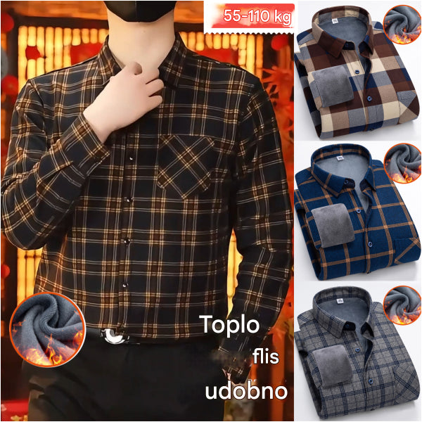 🔥【Reducere de 50% cu termen limitat】👔【L-5XL】Cămașă călduroasă de afaceri cu mânecă lungă toamna și iarna——3895420
