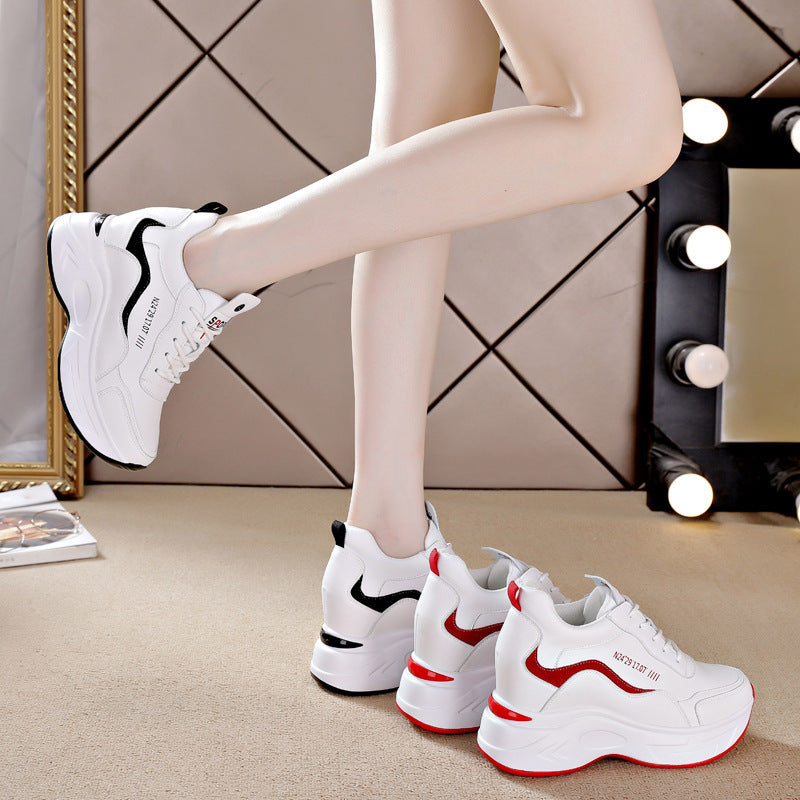 🔥【Vânzare fierbinte】Talpa groasa din piele noua, inalta pantofi sport casual