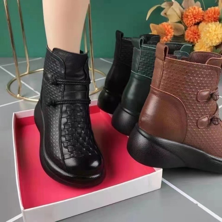 💥👢【35-40】2024 Cizme termice cu fermoar lateral din piele la modă de iarnă pentru femei✨️Impermeabil si anti-alunecare--3858750