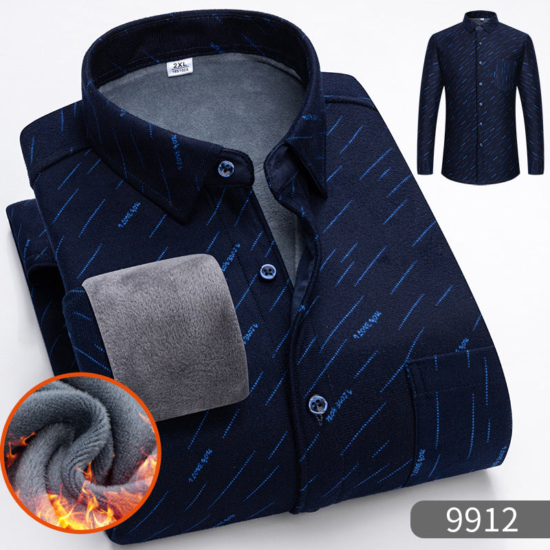 🔥【Reducere de 50% cu termen limitat】👔【L-5XL】Cămașă călduroasă de afaceri cu mânecă lungă toamna și iarna——3895420