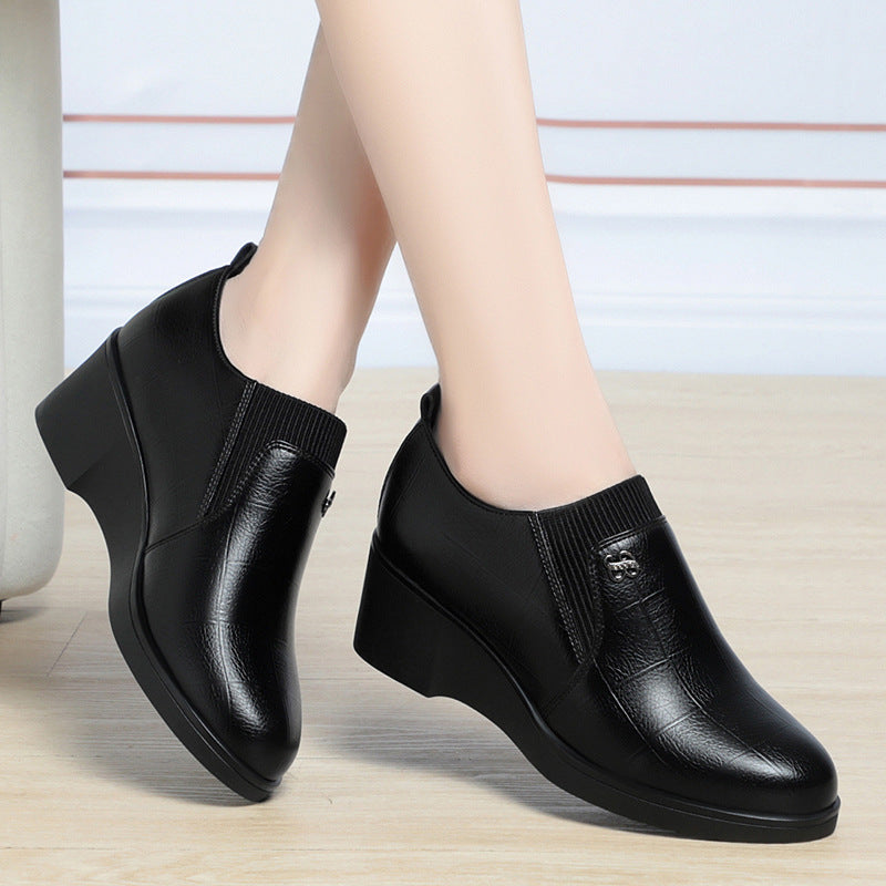 💕👠【35-41】2024 pantofi noi din piele cu toc pană din piele moale talpă moale--3858829
