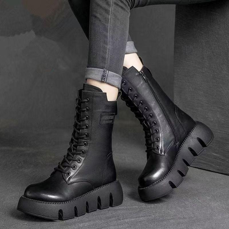 🔥【35-40】 Pantofi Martin de înaltă calitate, lucrați manual, din piele moale, cu talpă groasă--3856752