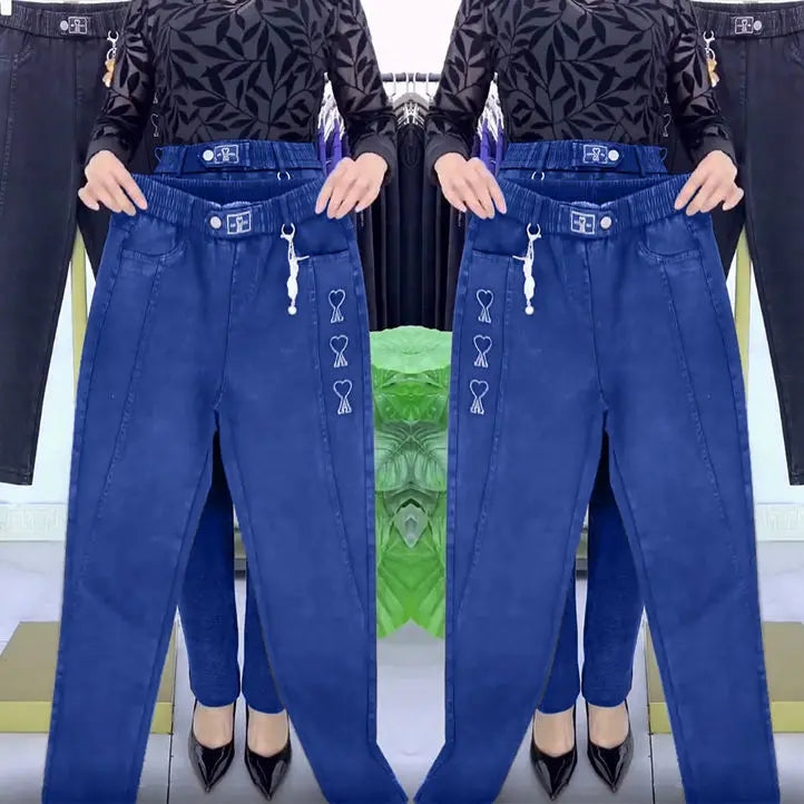 【M-5XL】Dámské džíny s vyztuženou elastickou podšívkou