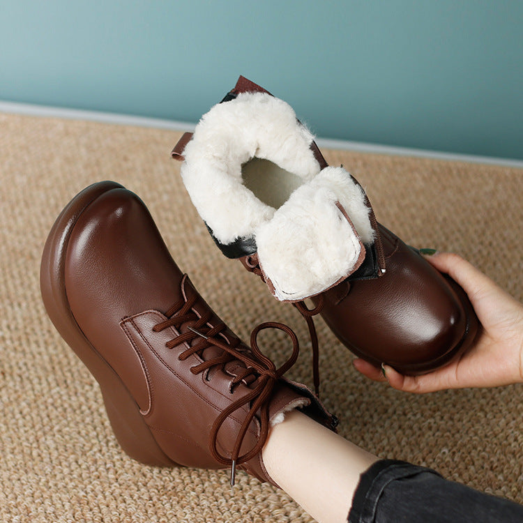 ⏰️【30% - Sleva】【35-40】 👢⛄Nepromokavá a odolná čistá kůže a pohodlné sametové boty s měkkou podrážkou