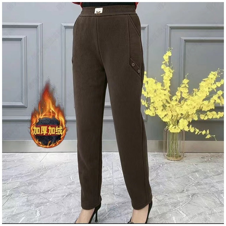🔥🔥【2XL-5XL】Noua toamna si iarna ingrosata catifea pantaloni largi casual mari marime✅【55-92.5kg】——3895143
