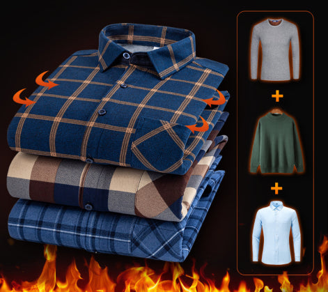 🔥【Reducere de 50% cu termen limitat】👔【L-5XL】Cămașă călduroasă de afaceri cu mânecă lungă toamna și iarna——3895420