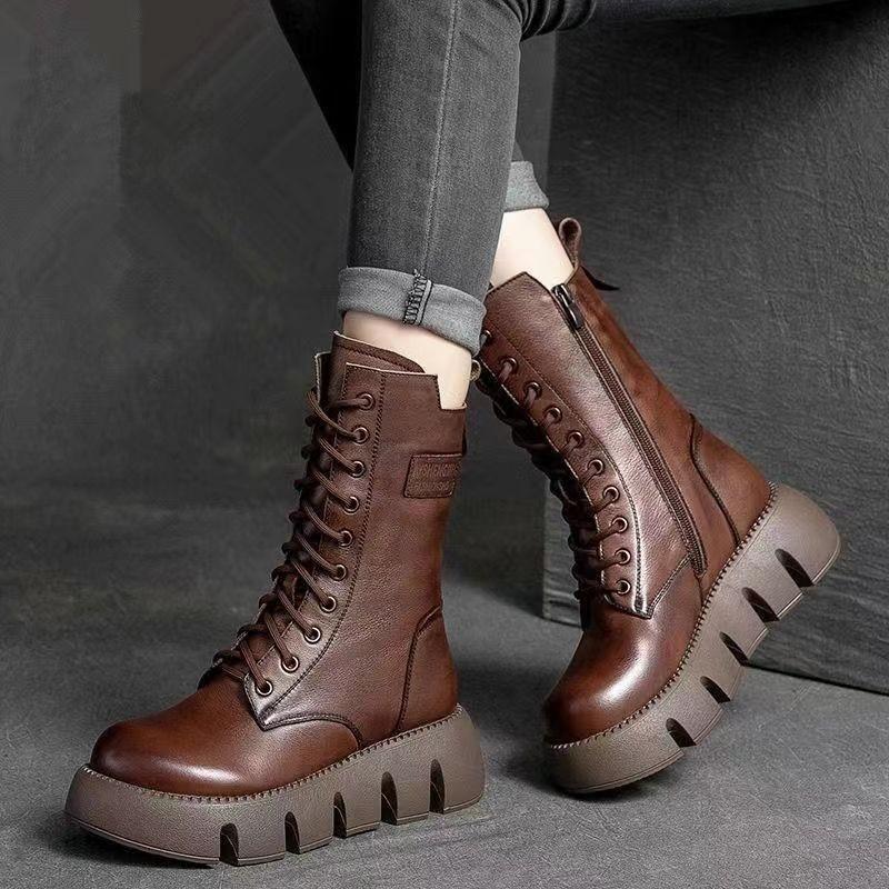 🔥【35-40】 Pantofi Martin de înaltă calitate, lucrați manual, din piele moale, cu talpă groasă--3856752