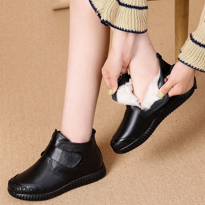 【🔥Oferta pe timp limitat】👞【35-41】Pantofi caldi de pluș, din piele cu talpă moale--3859779