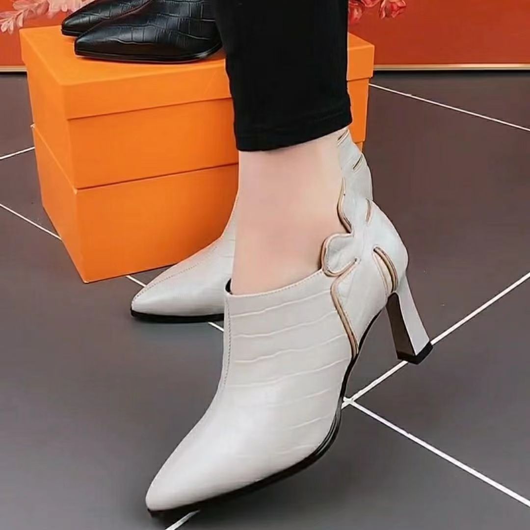 💥Speciální nabídka💥【36-43】👠Měkké kožené boty na vysokém podpatku, módní a všestranné, se špičatou špičkou