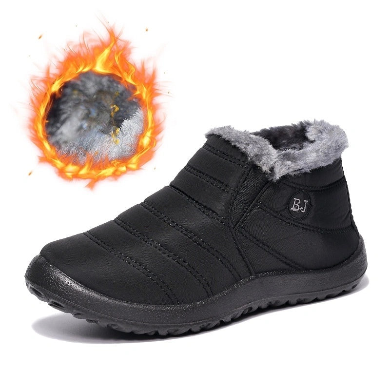 😀🎉🔥velvet și îngroșare🔥【36-43】 Pantofi de iarna din bumbac cald, impermeabil, din bumbac, acelasi stil pentru barbati si femei--3858991