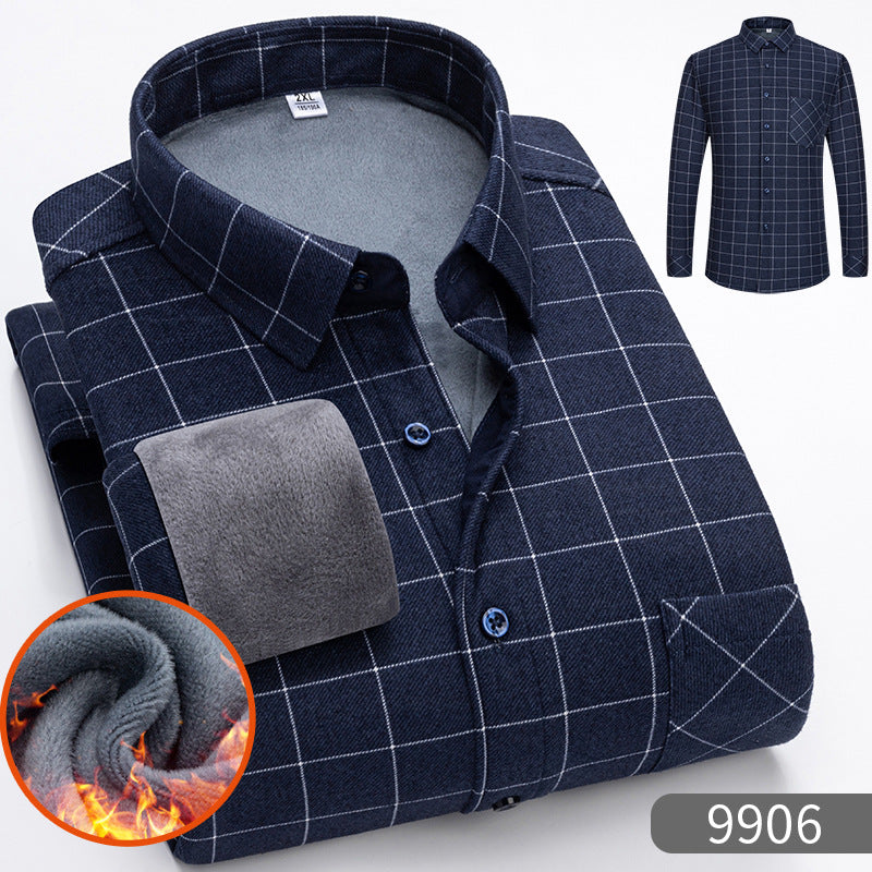 🔥【Reducere de 50% cu termen limitat】👔【L-5XL】Cămașă călduroasă de afaceri cu mânecă lungă toamna și iarna——3895420